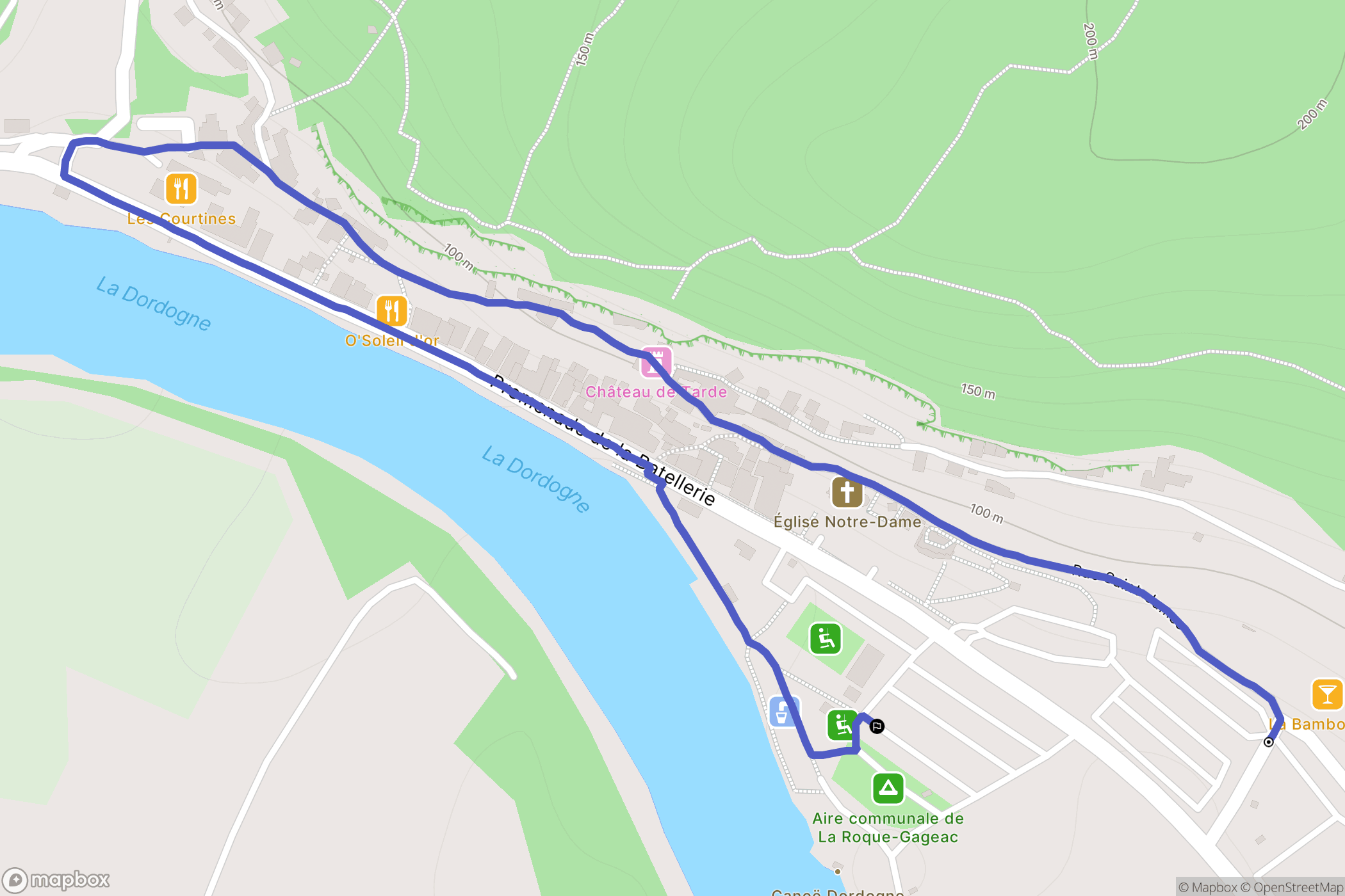 La Roque-Gageac : carte du parcours de randonnée - France