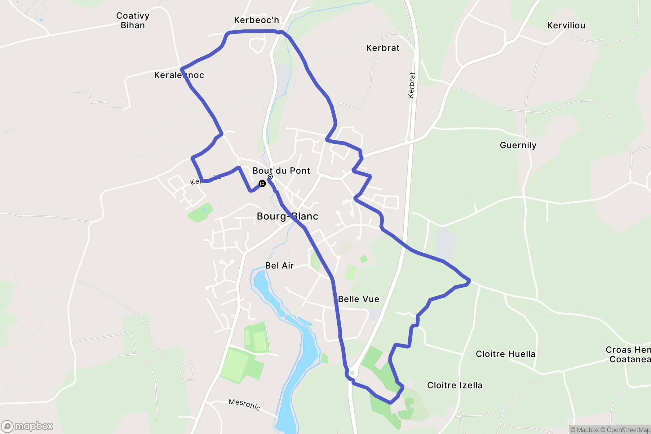 Bourg-Blanc : carte du parcours de randonnée - France