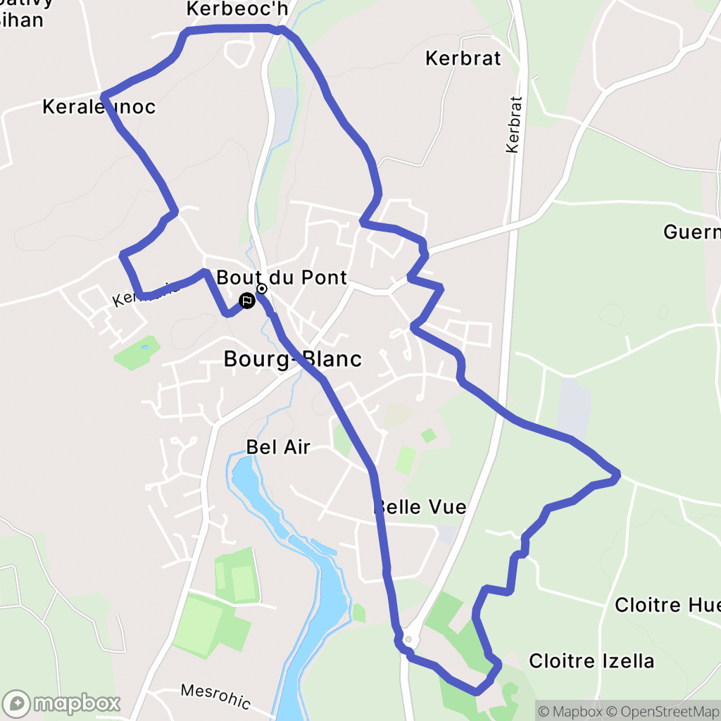 Bourg-Blanc : carte du parcours de randonnée - France
