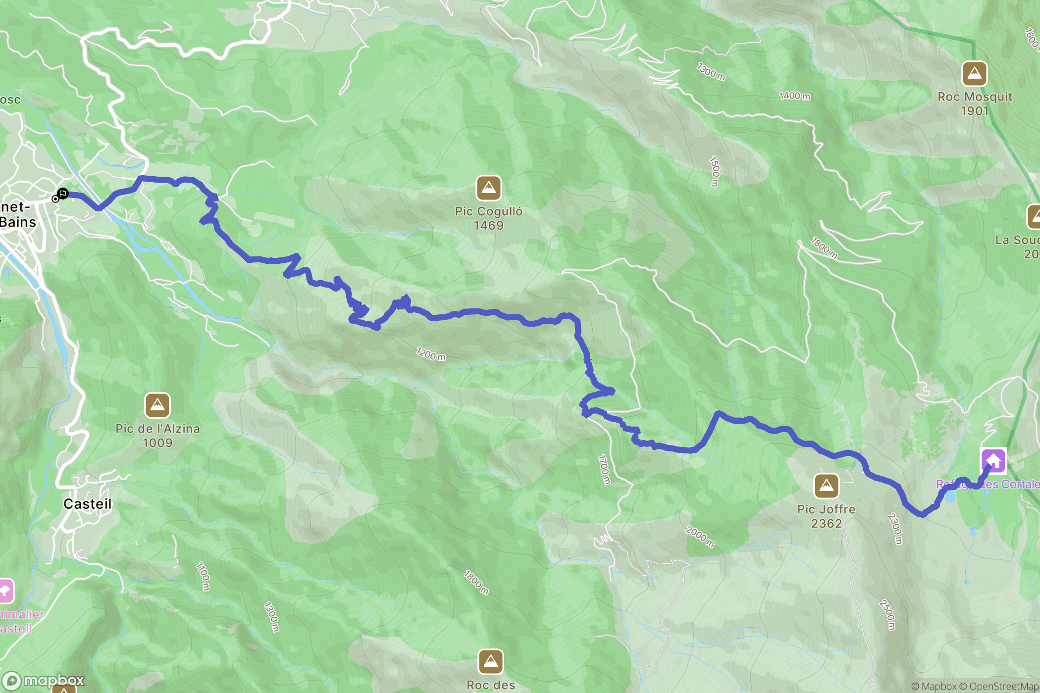 Vernet-les-Bains : carte du parcours de randonnée - France