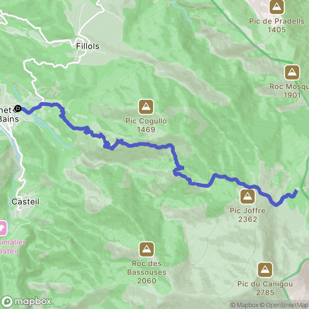 Vernet-les-Bains : carte du parcours de randonnée - France