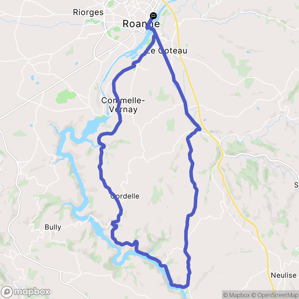 Roanne : carte du parcours de randonnée - France