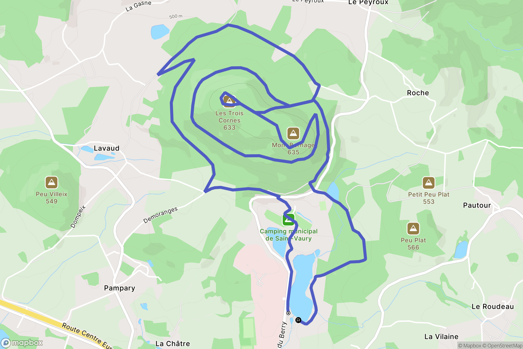 Saint-Vaury : carte du parcours de randonnée - France