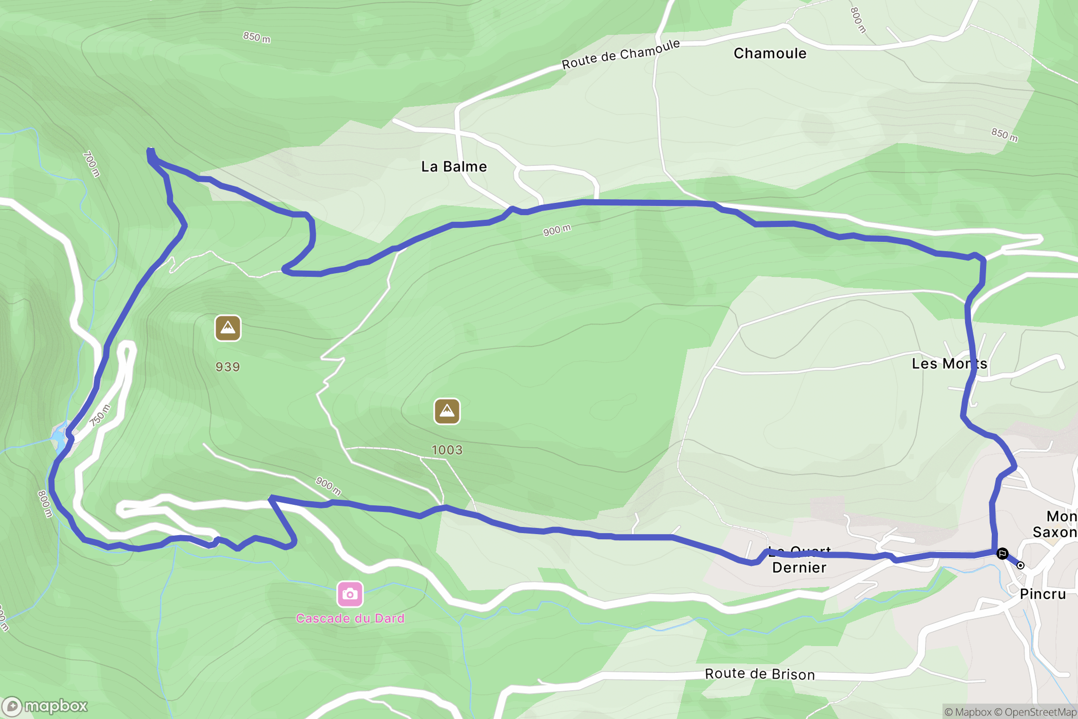 Mont-Saxonnex : carte du parcours de randonnée - France