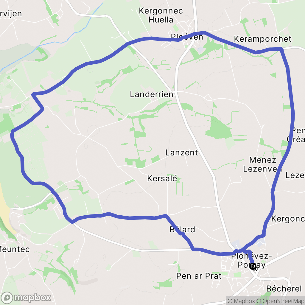 Plonévez-Porzay : carte du parcours de randonnée - France