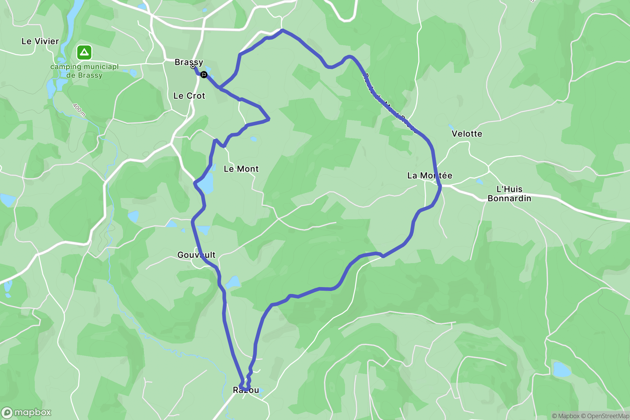Brassy : carte du parcours de randonnée - France
