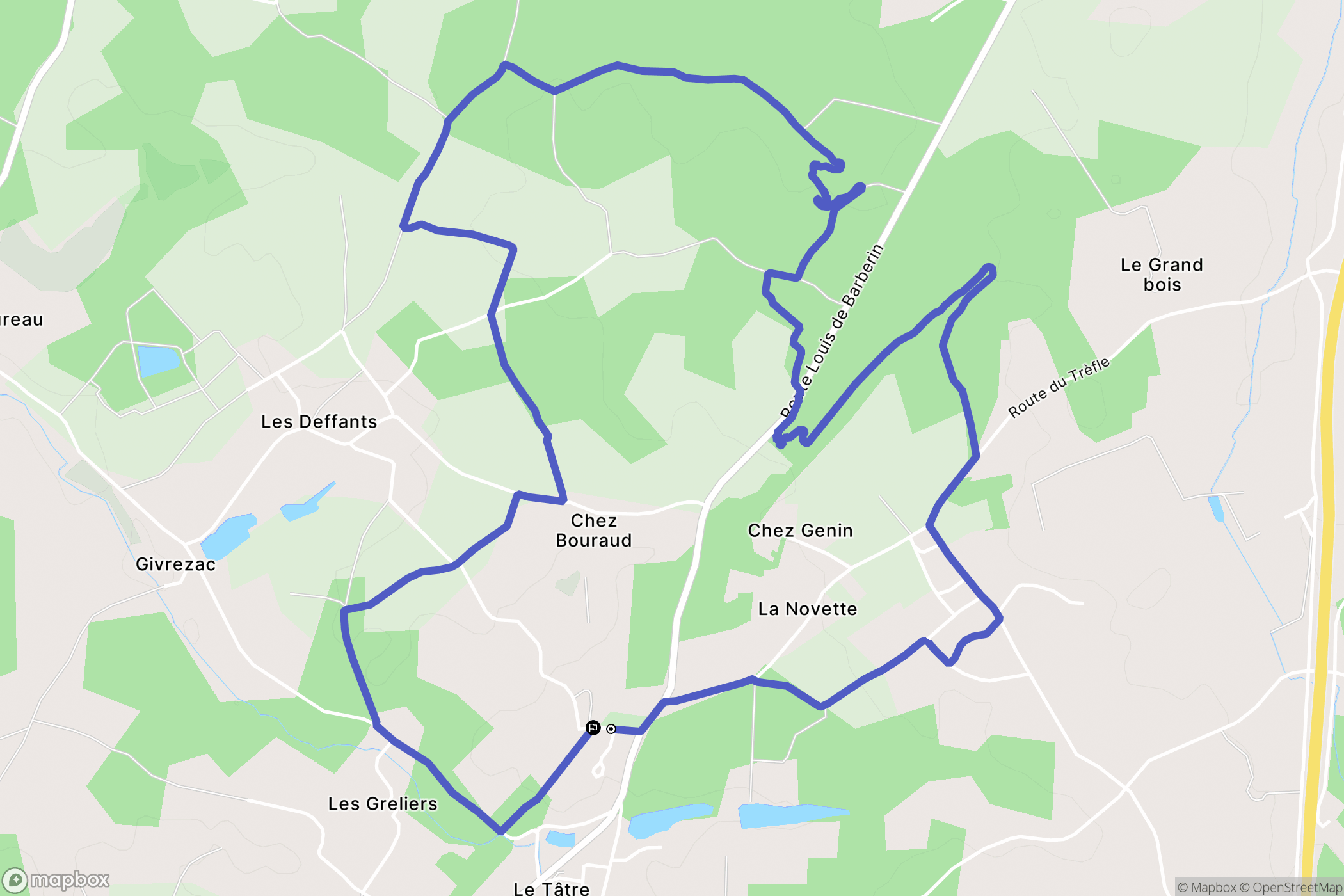 Le Tâtre : carte du parcours de randonnée - France
