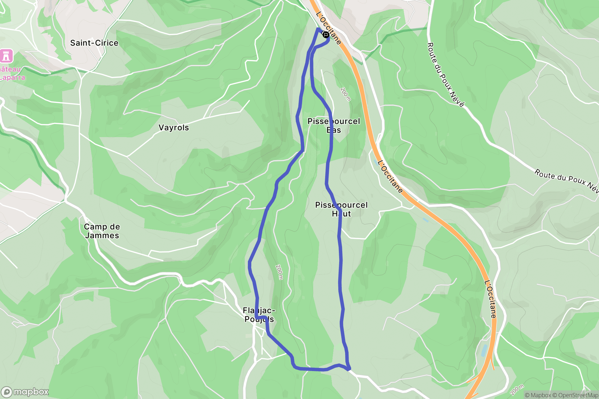 Flaujac-Poujols : carte du parcours de randonnée - France