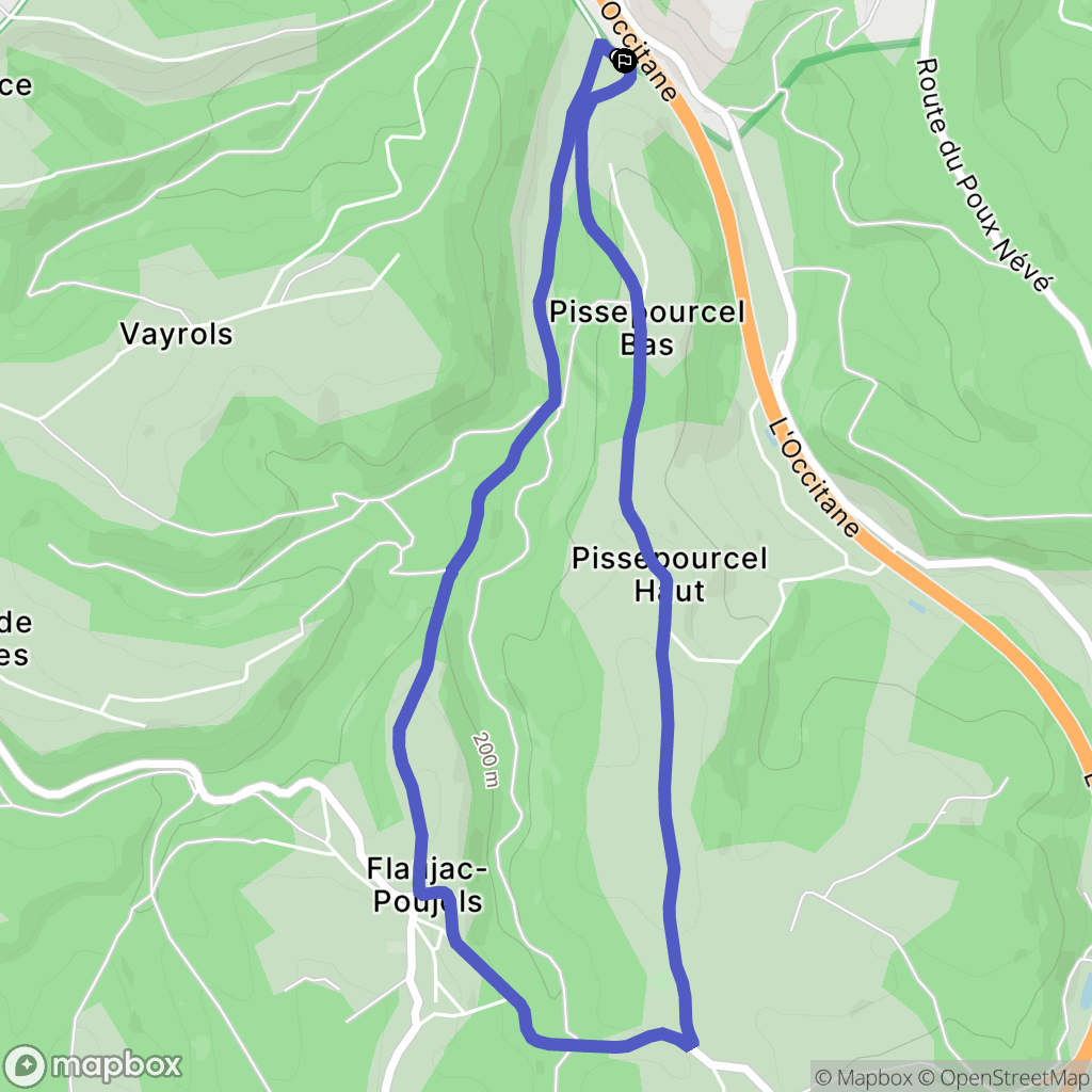 Flaujac-Poujols : carte du parcours de randonnée - France