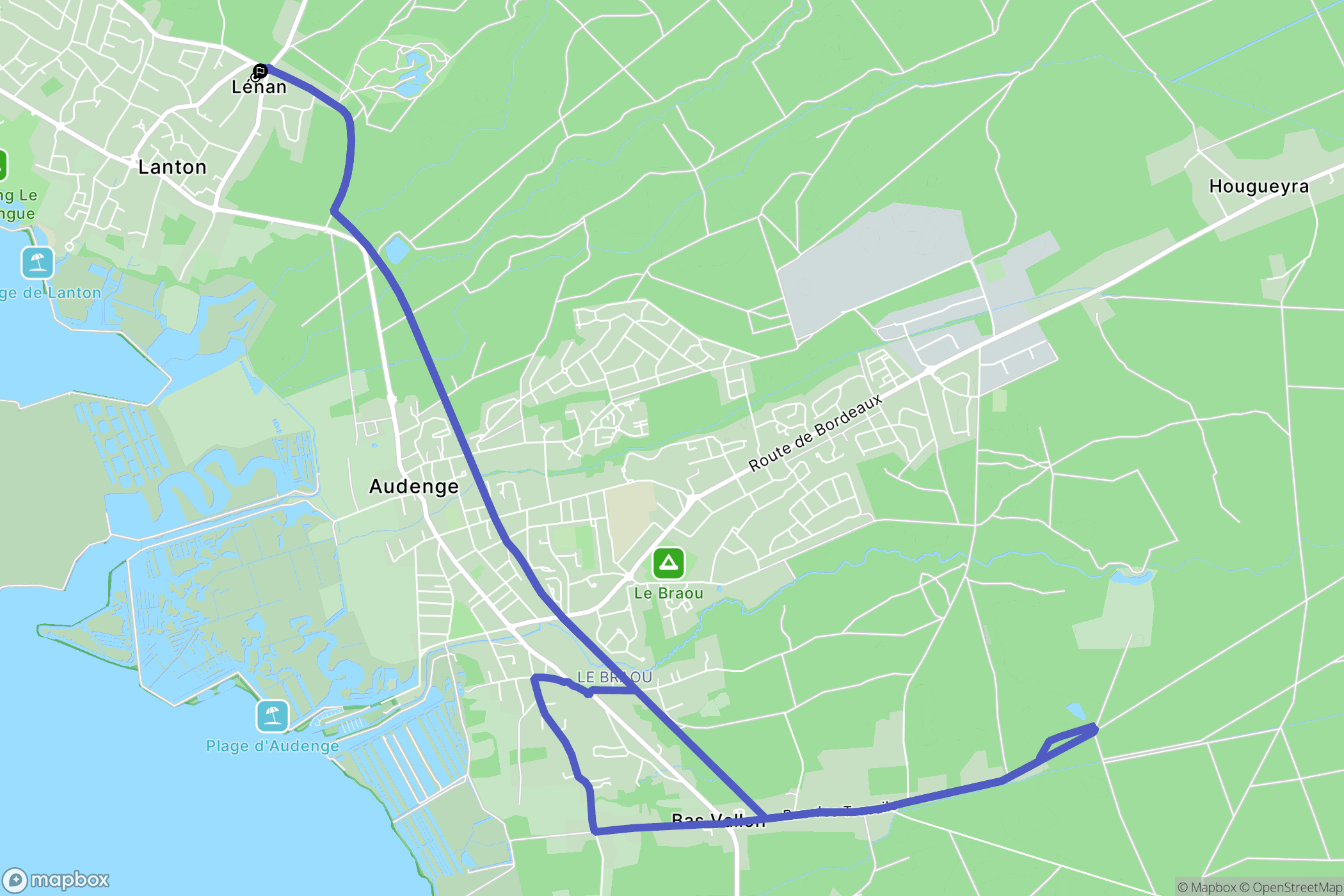 Lanton : carte du parcours de randonnée - France