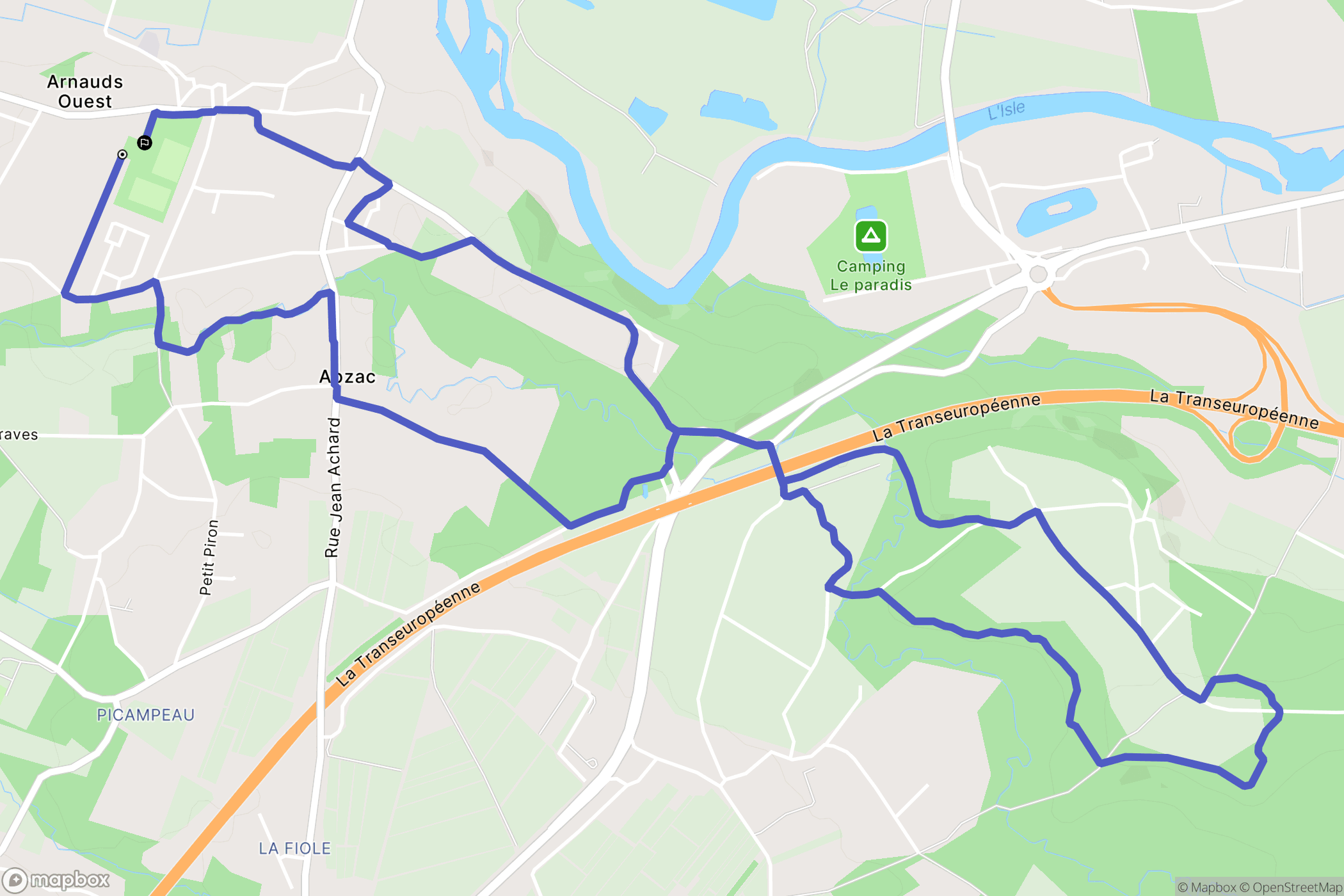 Abzac : carte du parcours de randonnée - France