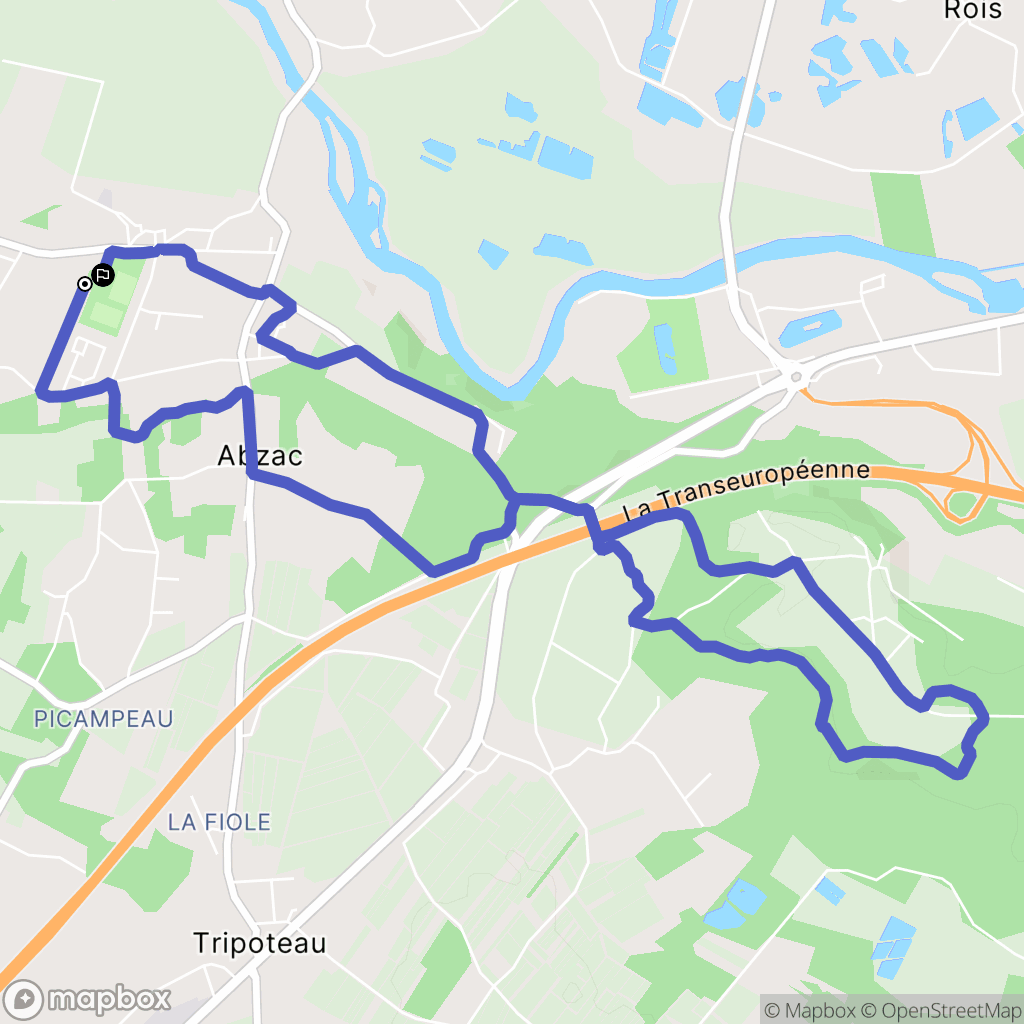 Abzac : carte du parcours de randonnée - France