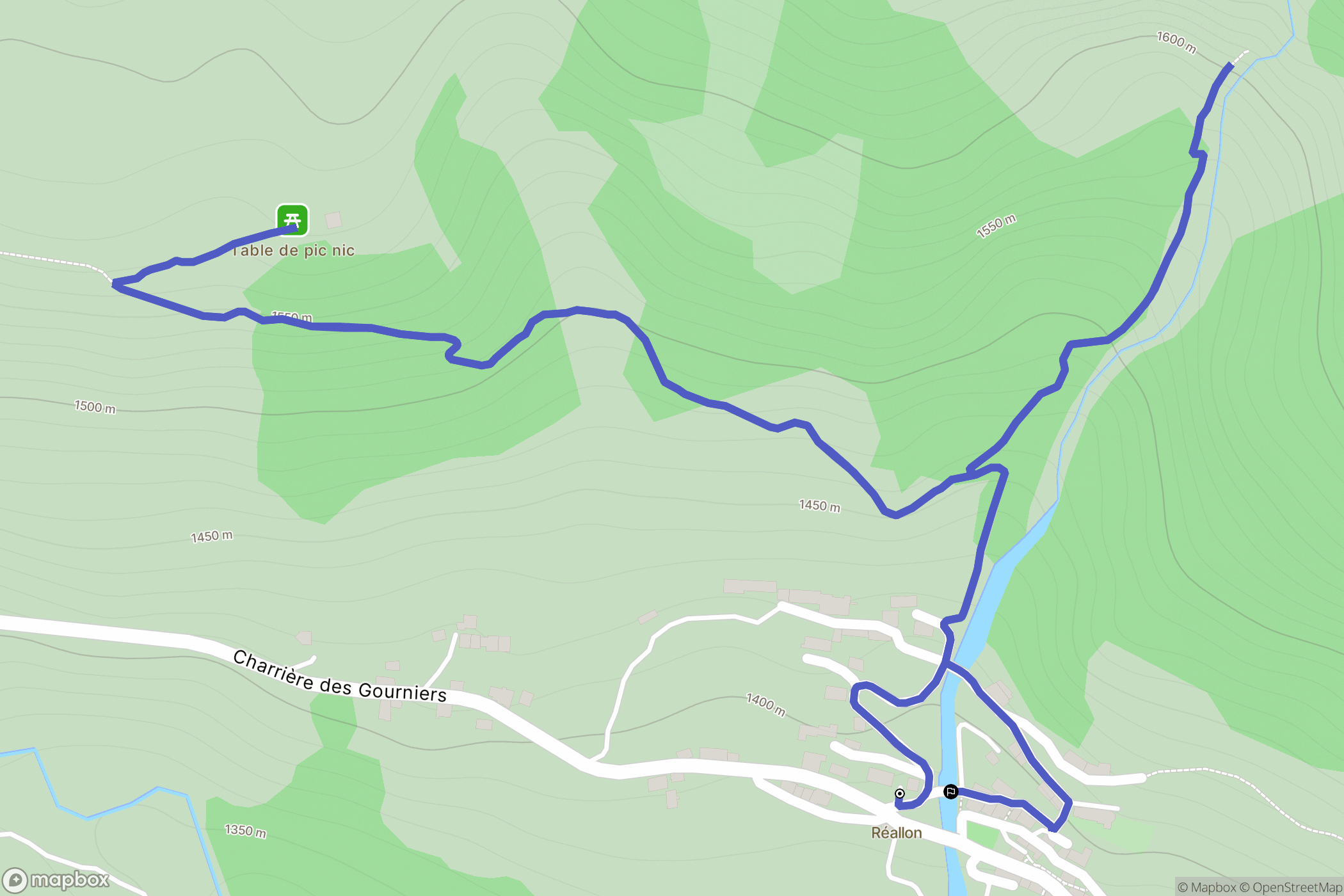 Réallon : carte du parcours de randonnée - France
