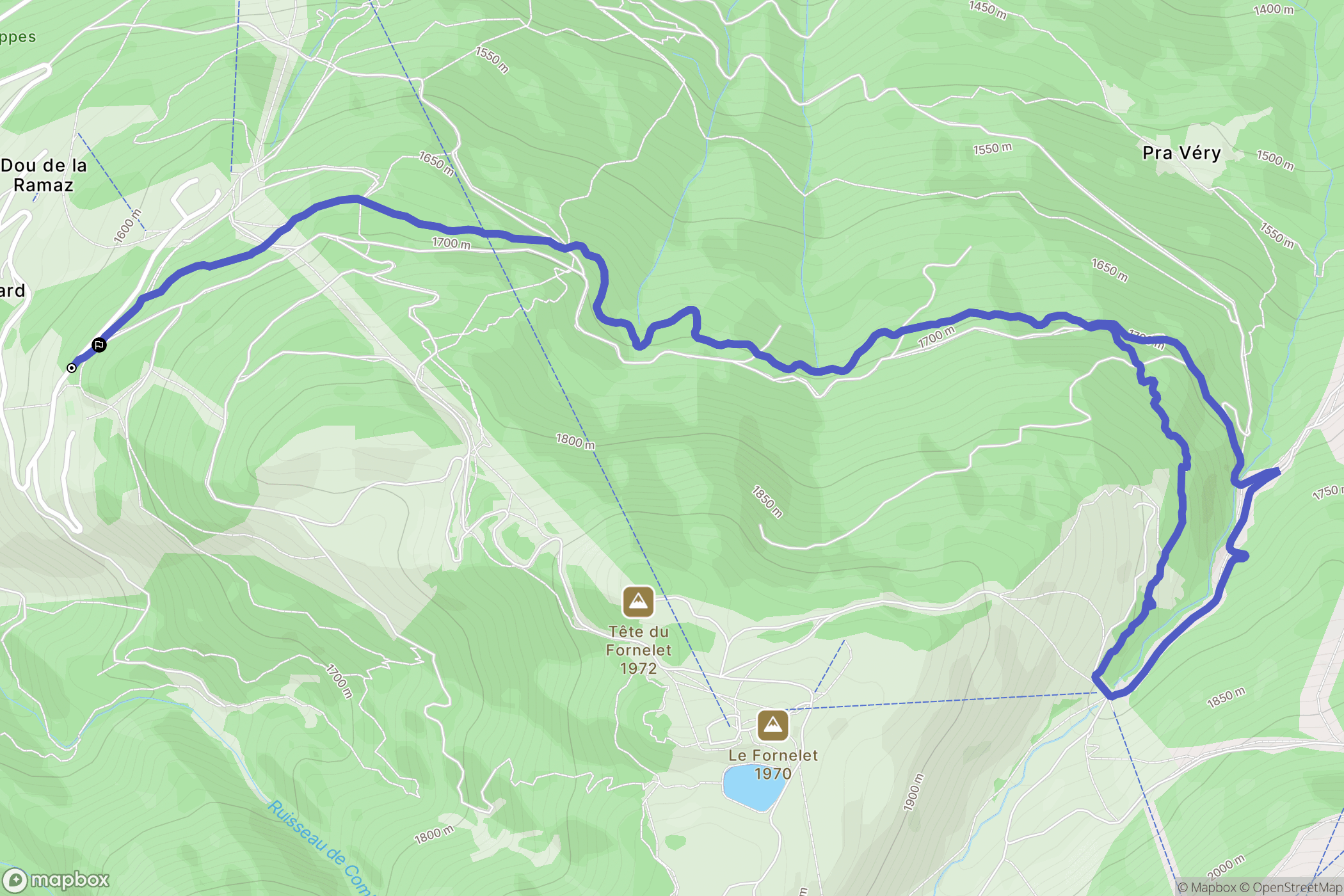 Aime-la-Plagne : carte du parcours de randonnée - France