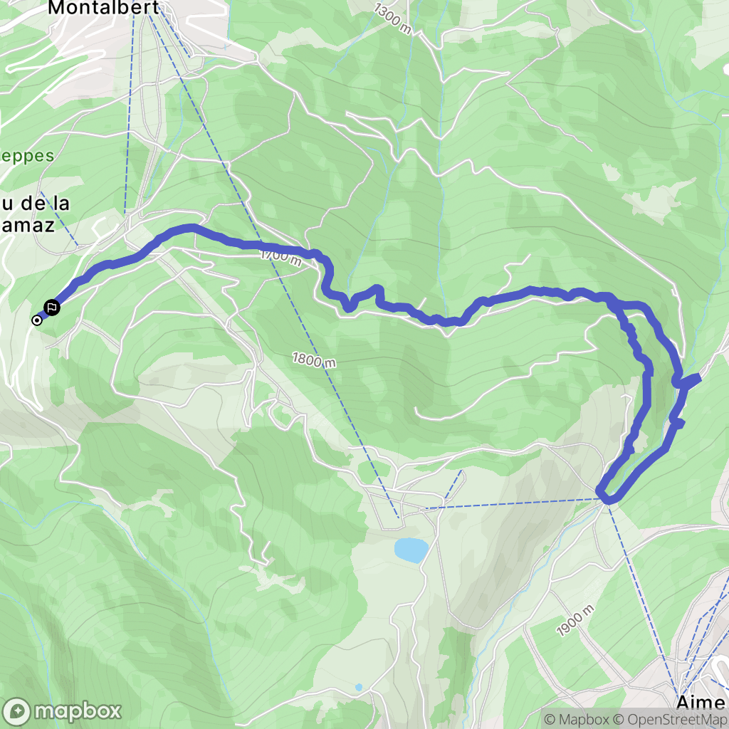 Aime-la-Plagne : carte du parcours de randonnée - France