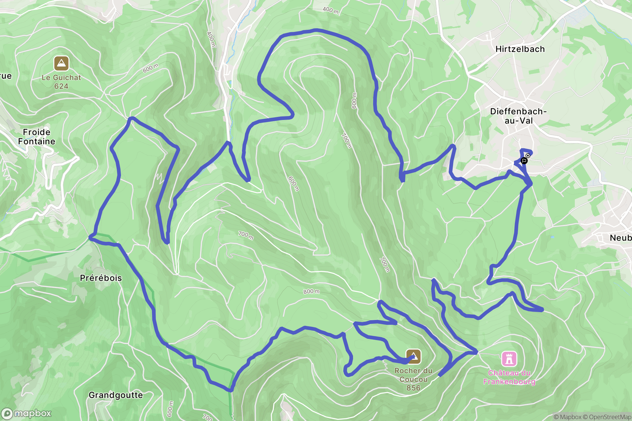 Dieffenbach-au-Val : carte du parcours de randonnée - France
