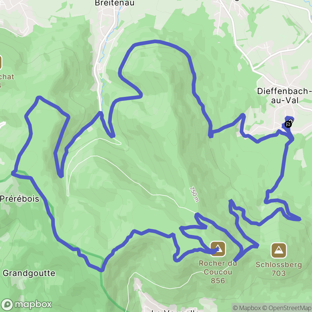 Dieffenbach-au-Val : carte du parcours de randonnée - France