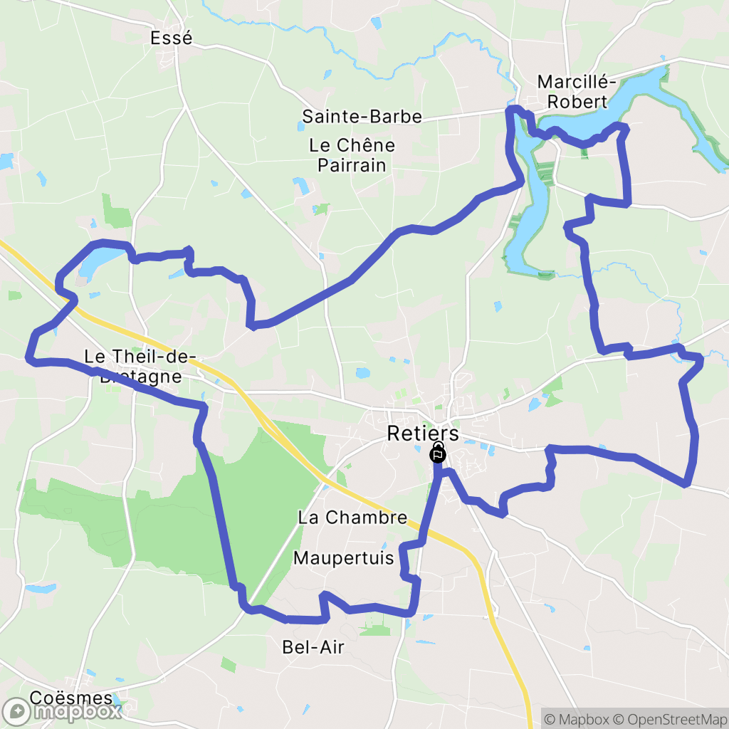 Retiers : carte du parcours de randonnée - France