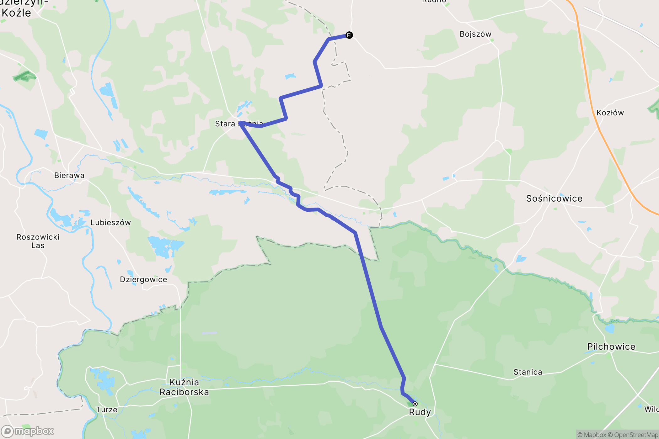 Rudy: mapa trasy - Poland