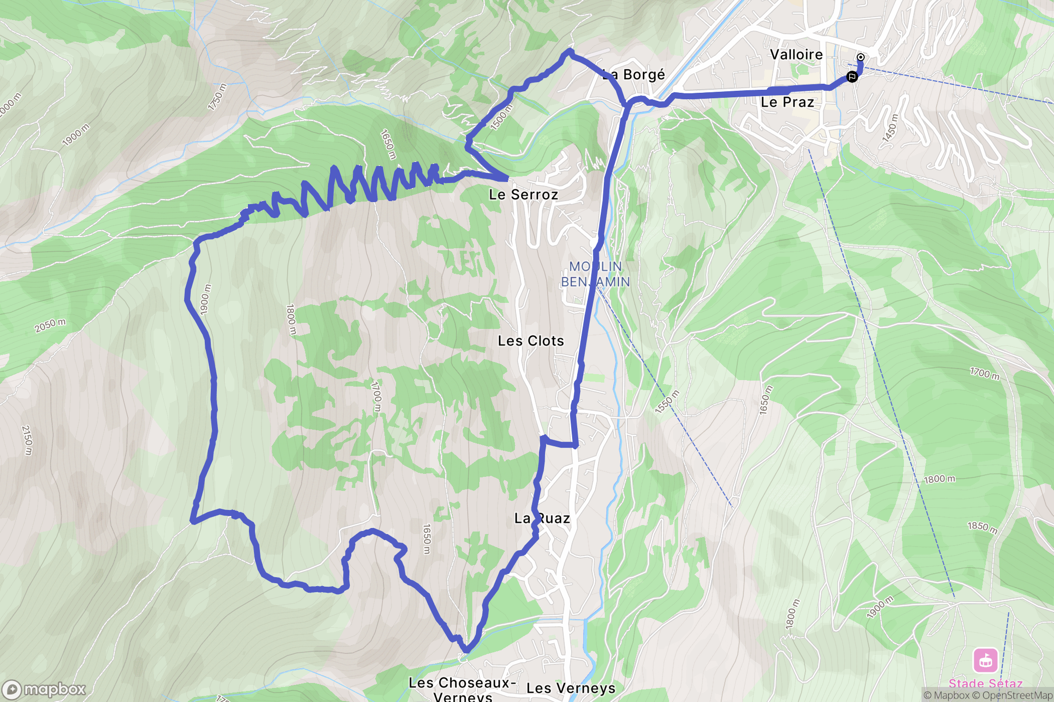 Valloire : carte du parcours de randonnée - France