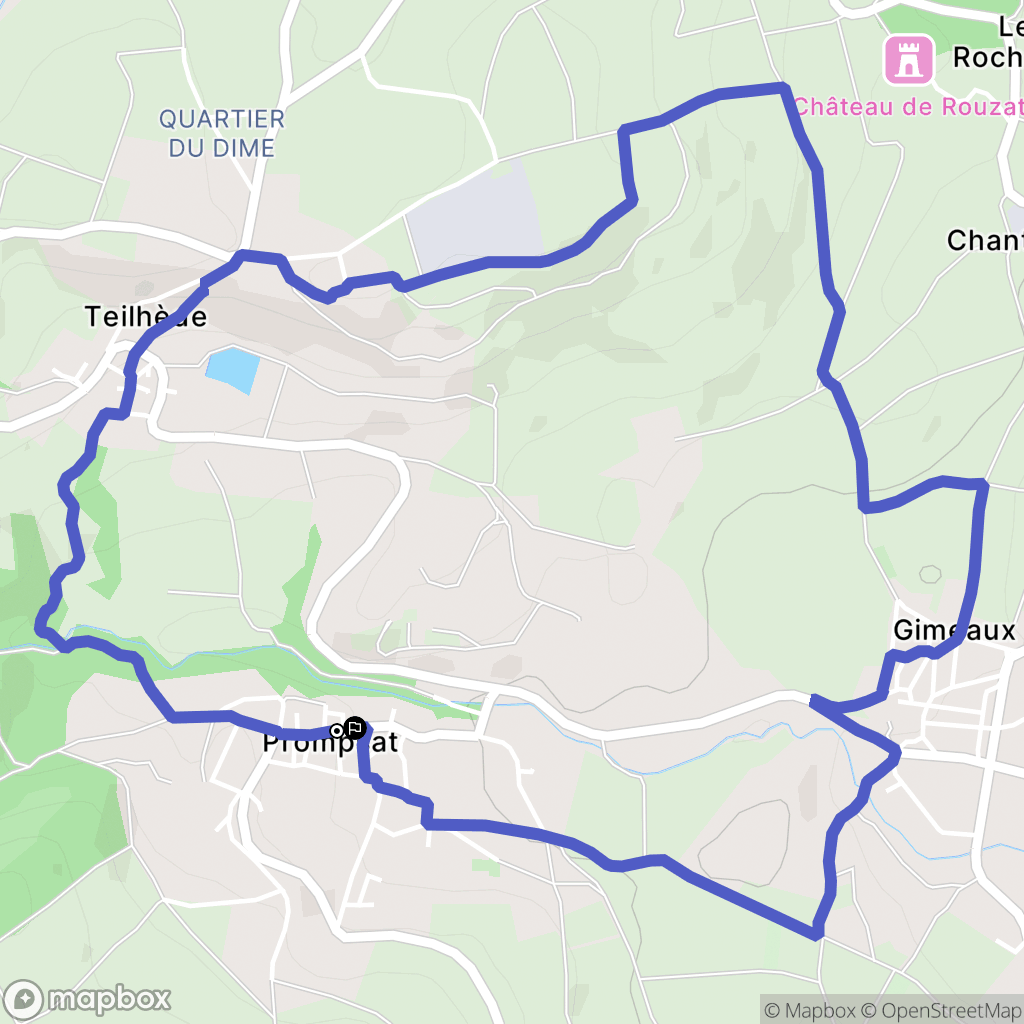 Prompsat : carte du parcours de randonnée - France