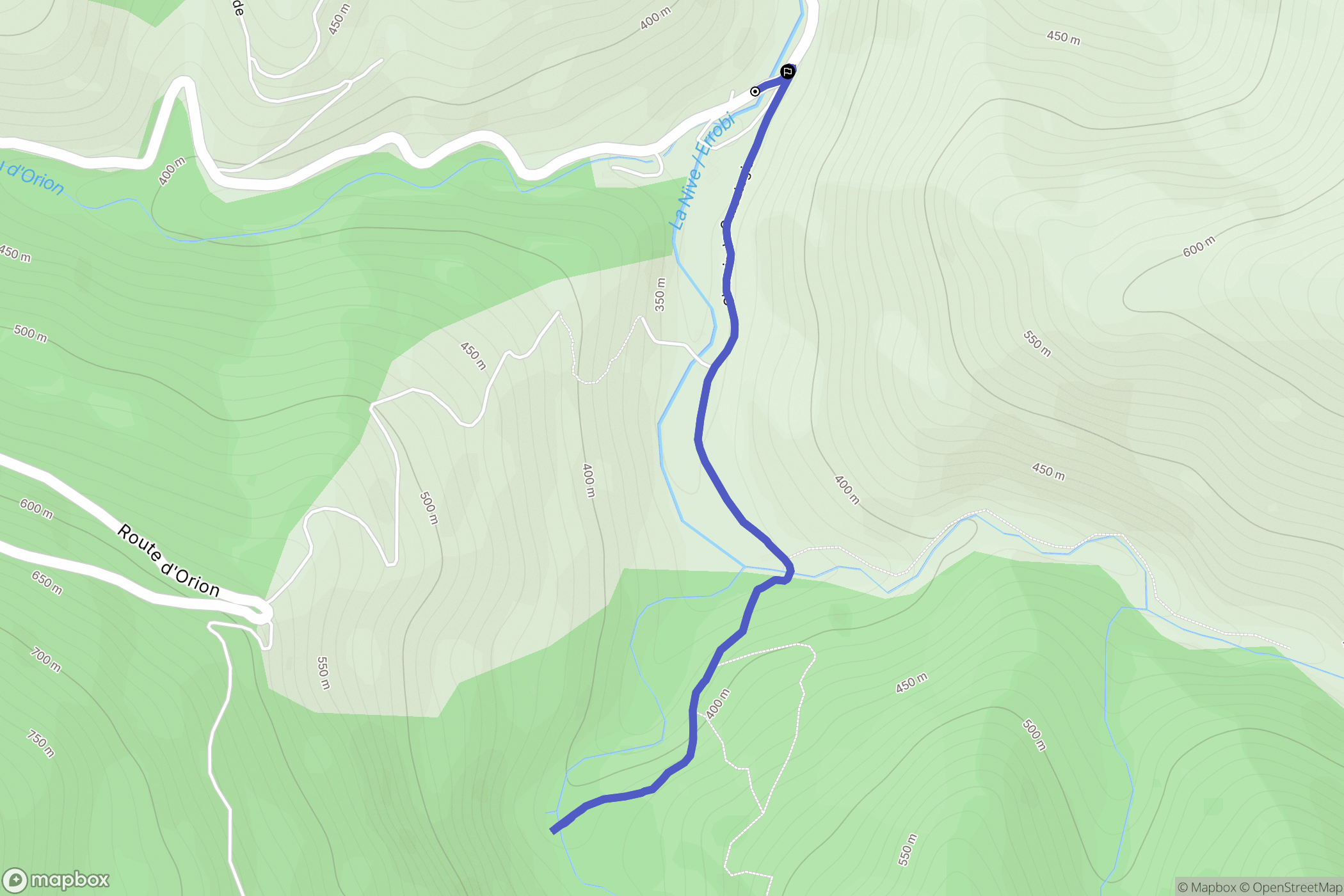 Estérençuby : carte du parcours de randonnée - France