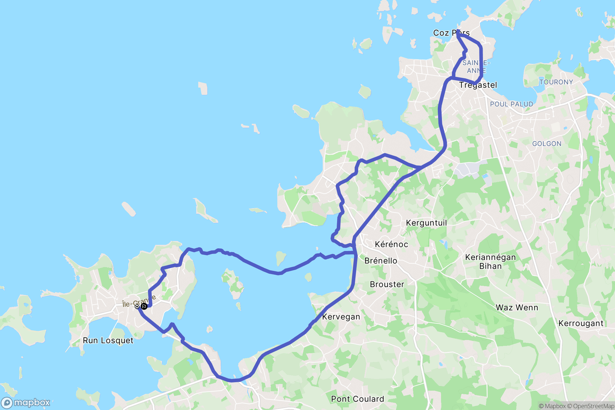 Pleumeur-Bodou : carte du parcours de randonnée - France