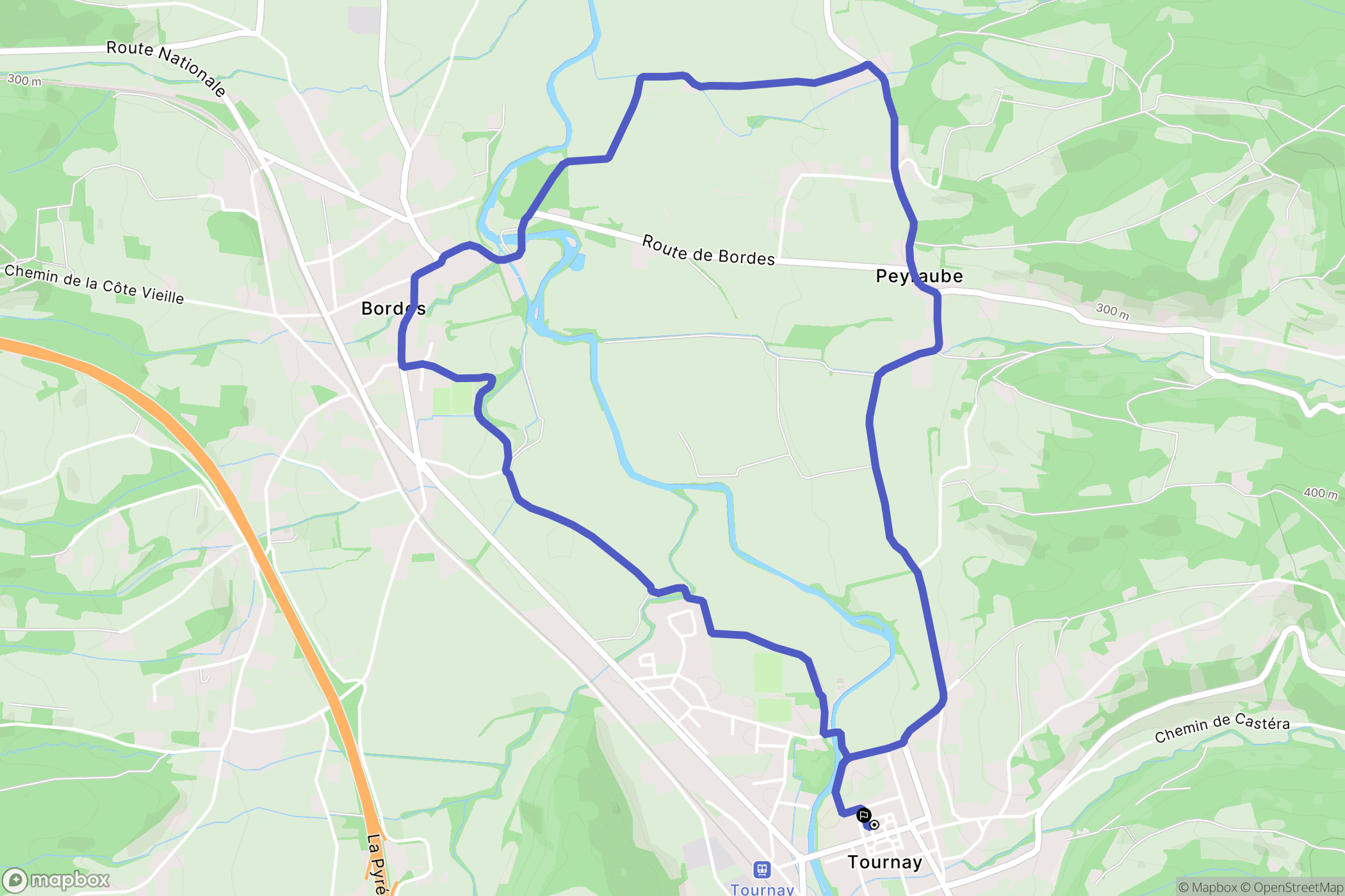 Tournay : carte du parcours de randonnée - France