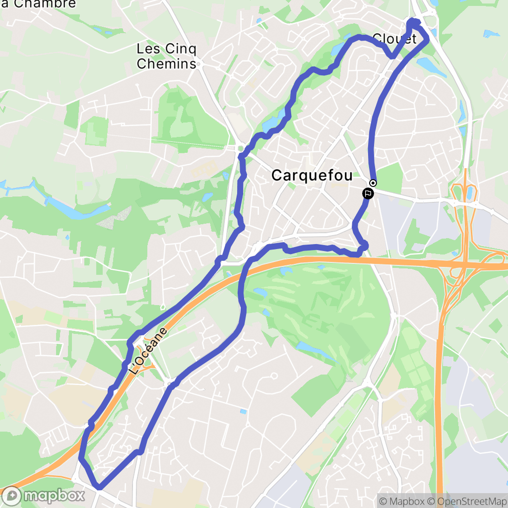 Carquefou : carte du parcours de randonnée - France