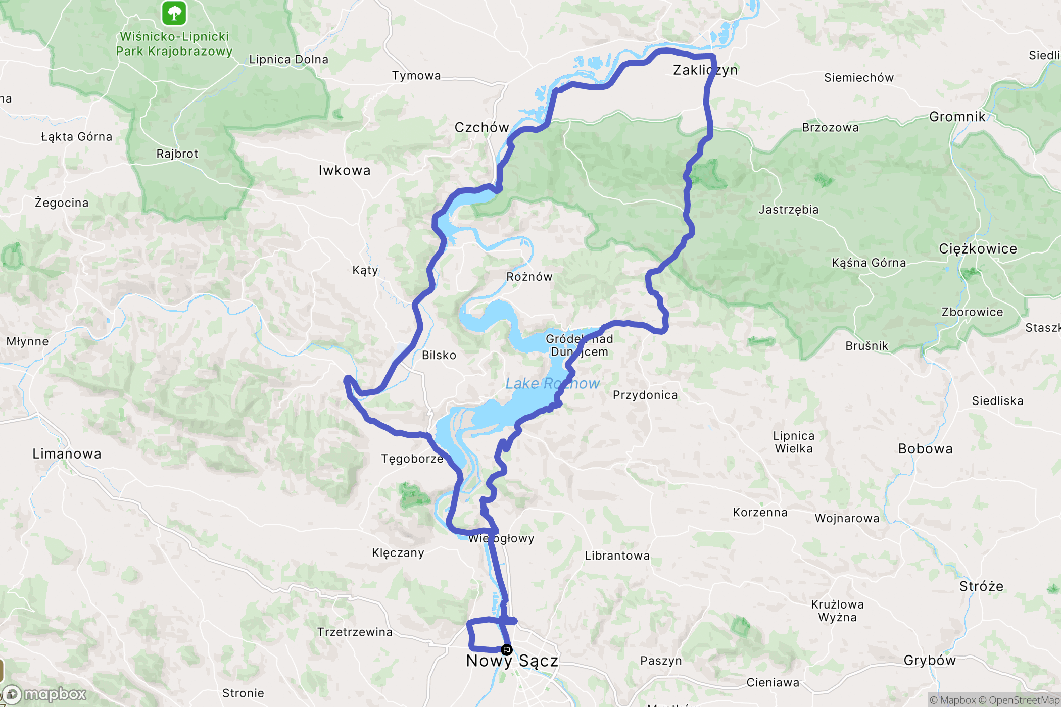 Nowy Sącz: mapa trasy - Poland
