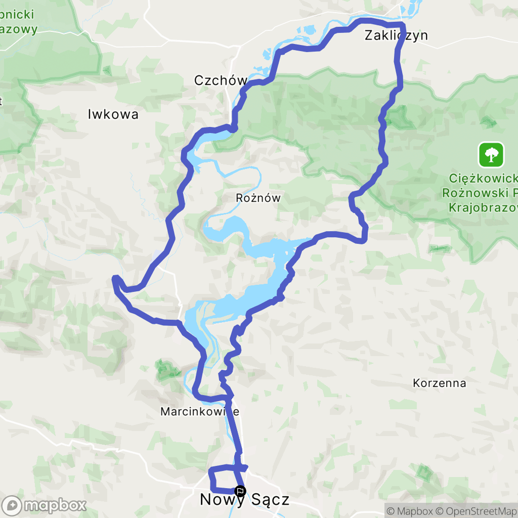 Nowy Sącz: mapa trasy - Poland