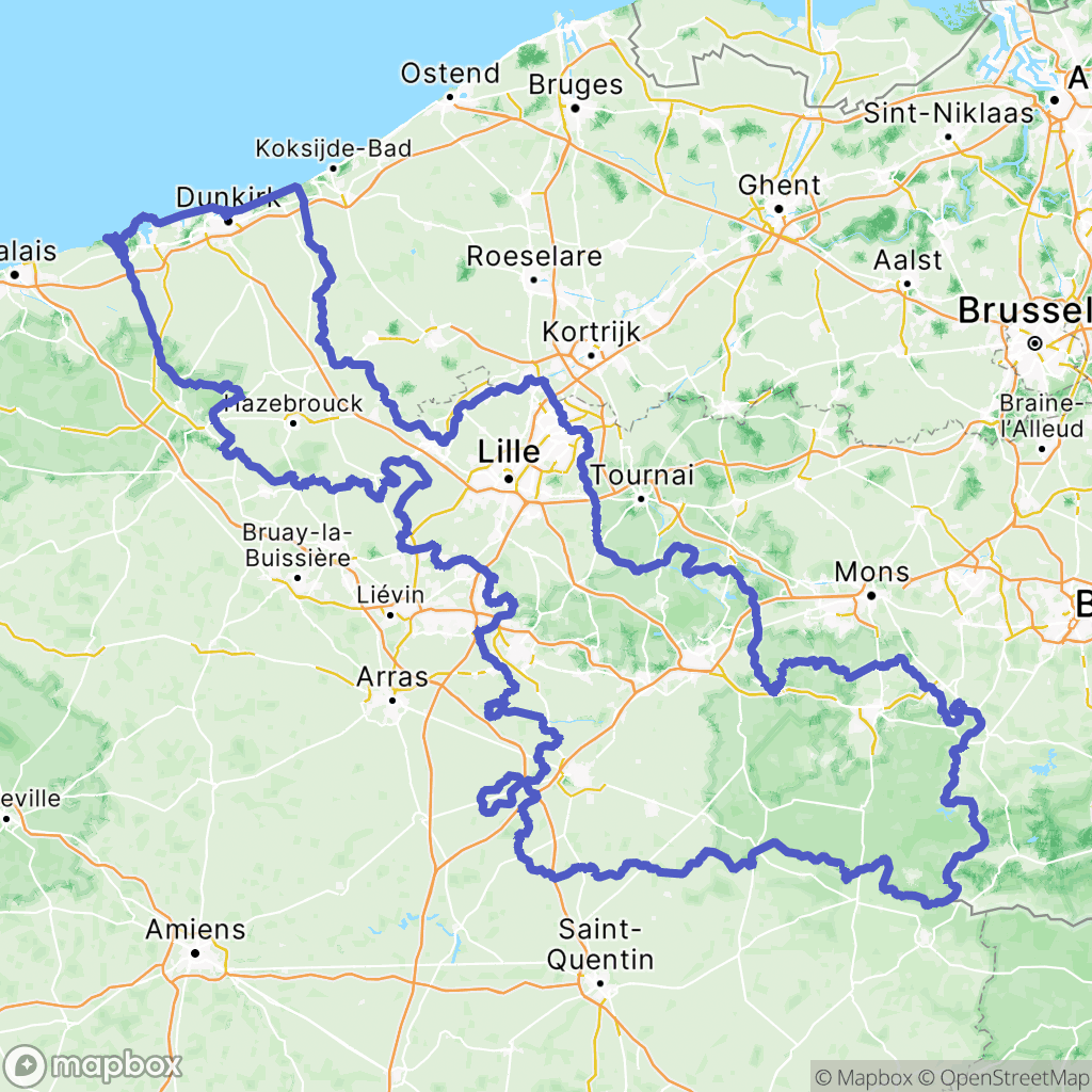 Nord : carte des parcours de randonnée - France