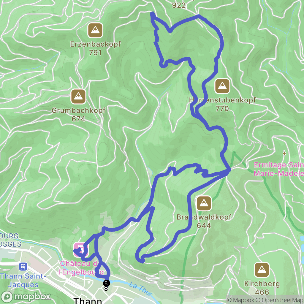 Thann : carte du parcours de randonnée - France