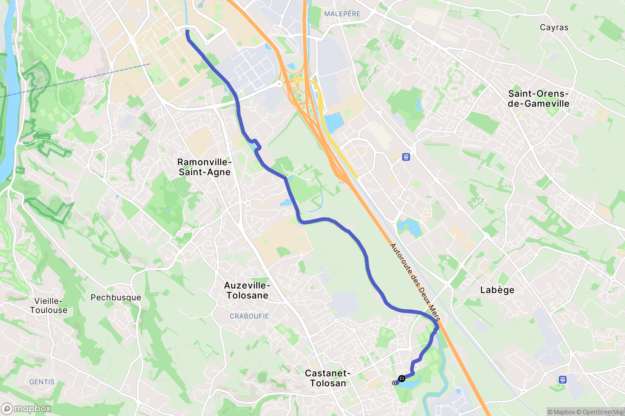 Castanet-Tolosan : carte du parcours de randonnée - France