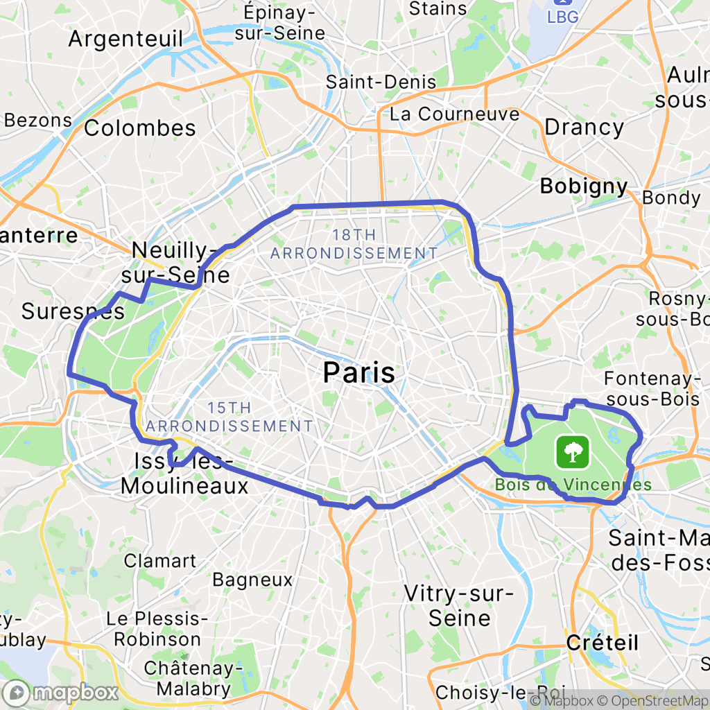 Paris : carte des parcours de randonnée - France