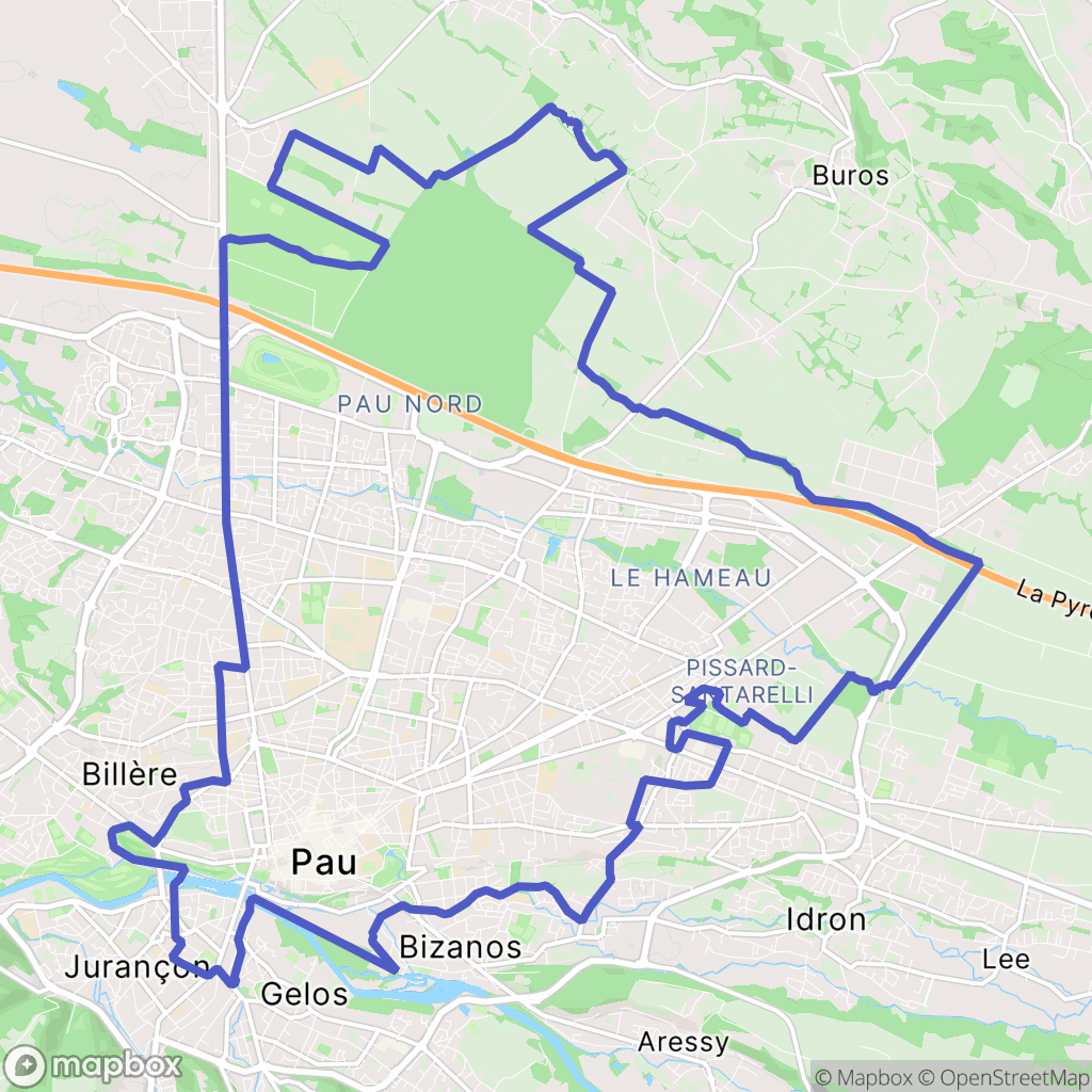 Pau : carte des parcours de randonnée - France