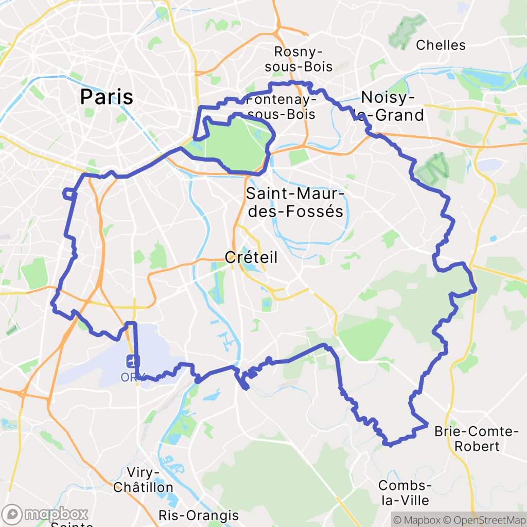 Val-de-Marne : carte des parcours de randonnée - France
