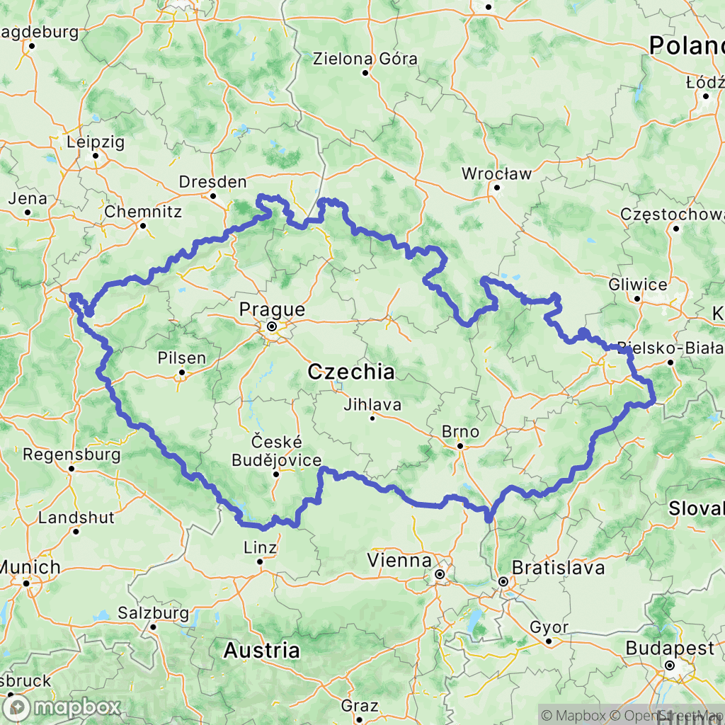 Republika czeska: mapa szlaków turystycznych - Republika czeska