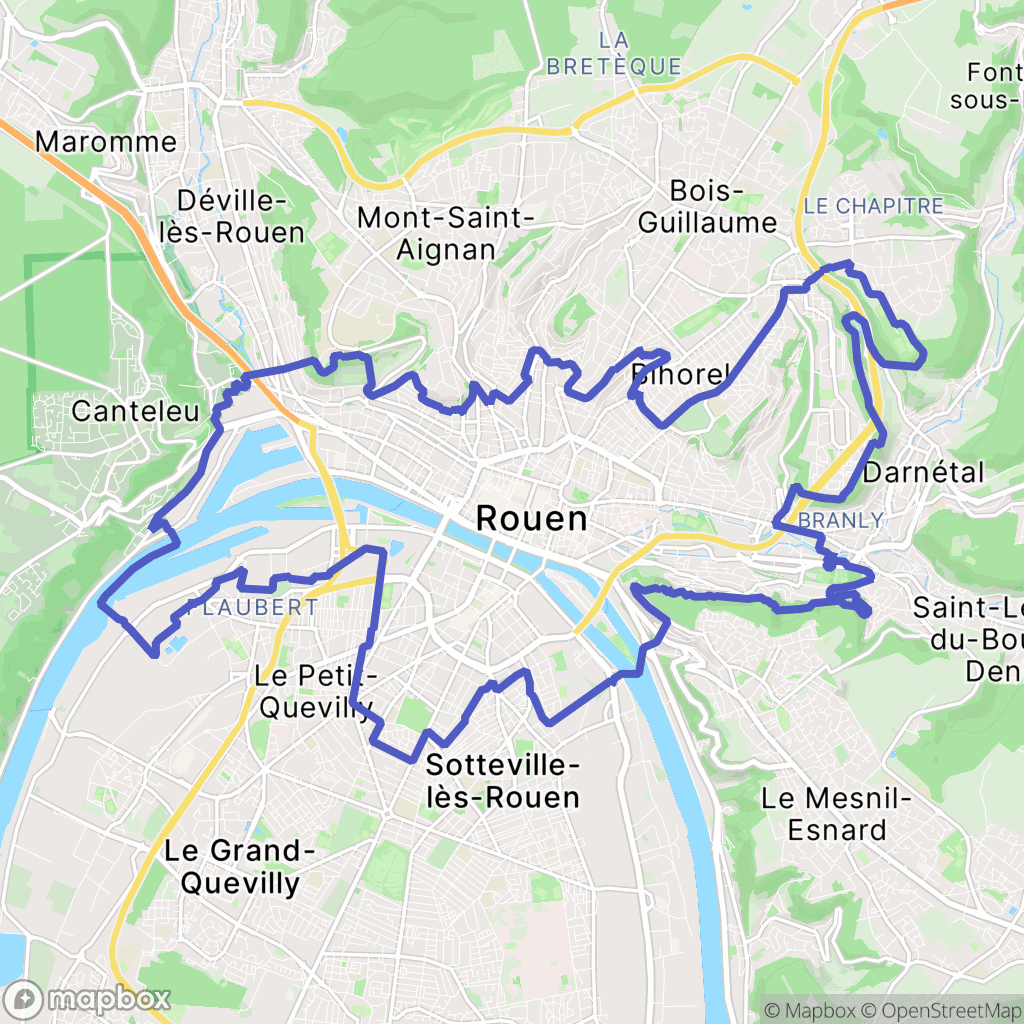 Rouen : carte des parcours de randonnée - France