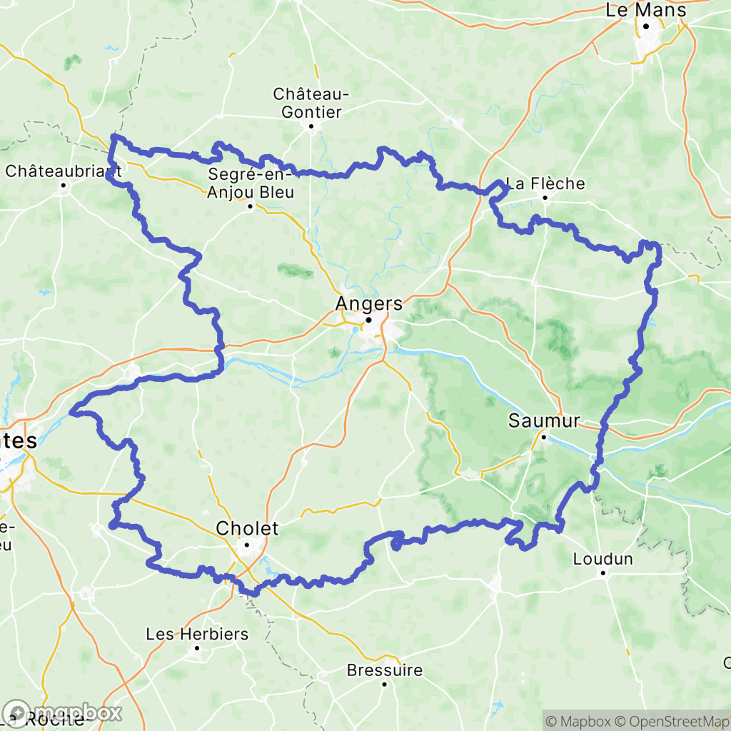 Maine-et-Loire : carte des parcours de randonnée - France