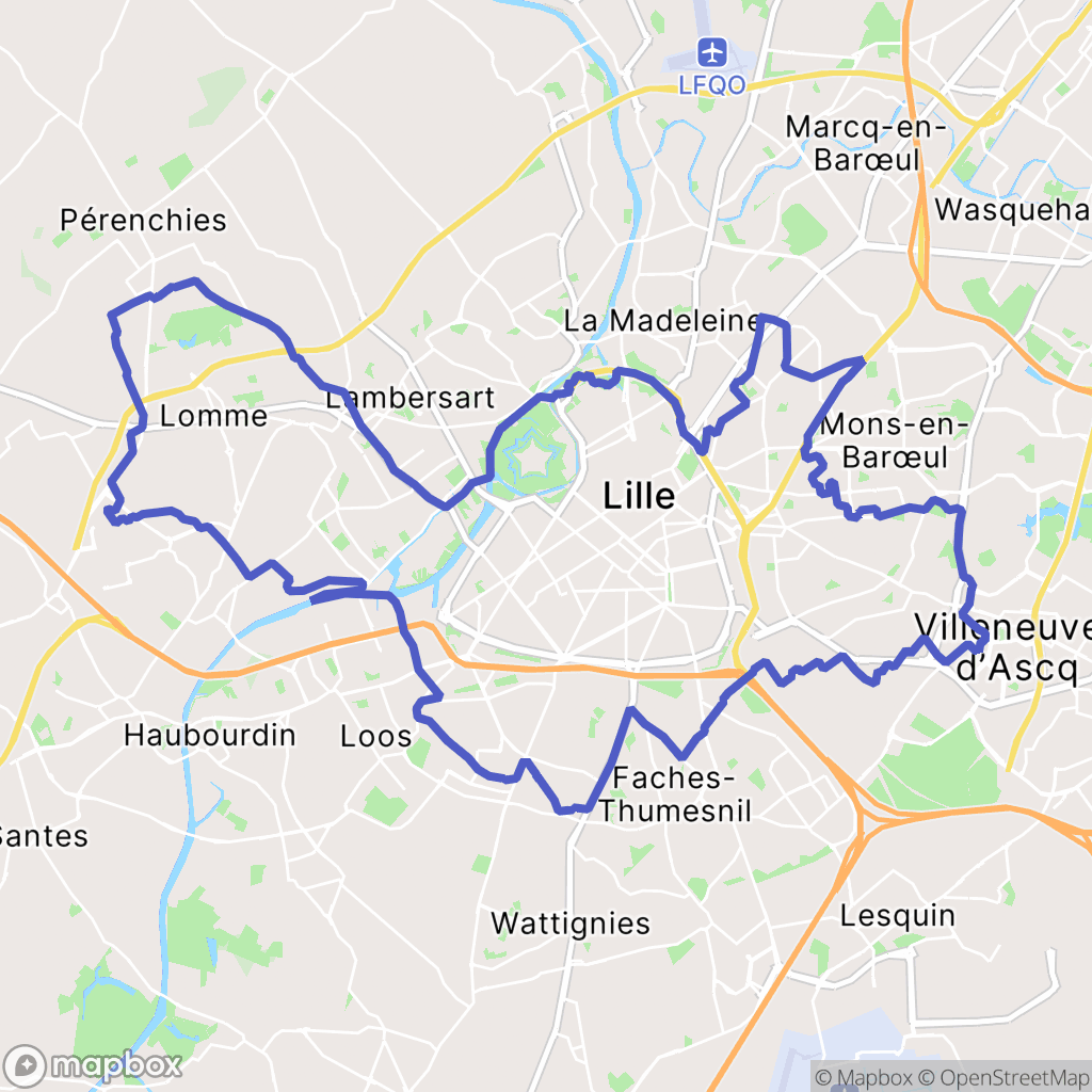 Carte de la zone de délimitation de balade-autour-de-lille