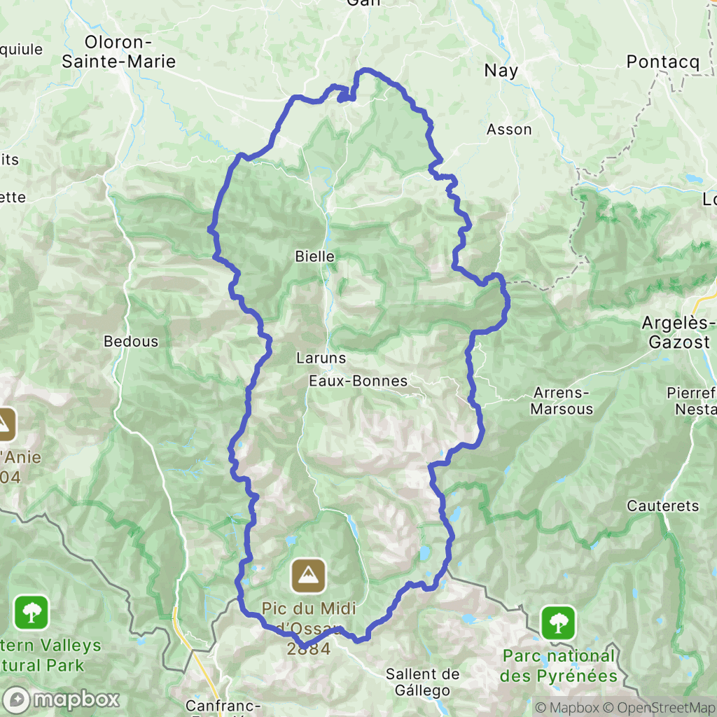 Carte de la zone de délimitation de randonnee-vallee-d-ossau-pyrenees-atlantiques