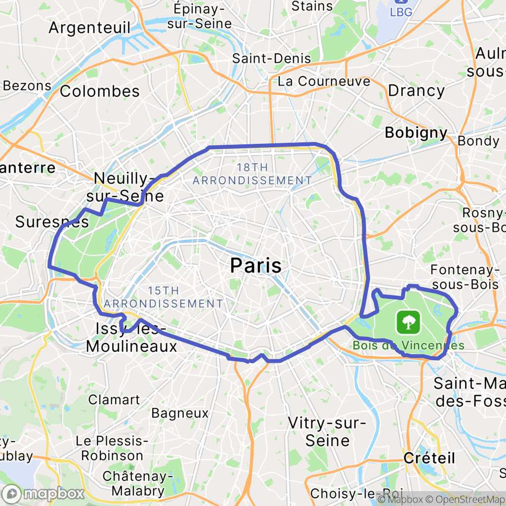Carte de la zone de délimitation de balade-a-paris