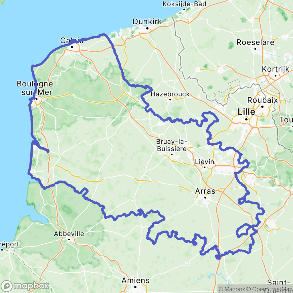 Carte de la zone de délimitation de pas-de-calais