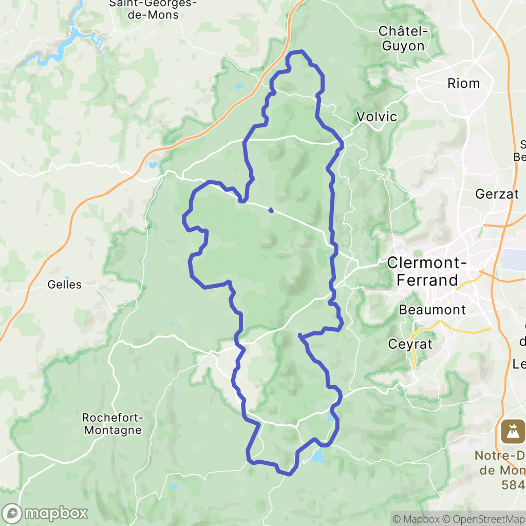 Carte de la zone de délimitation de randonnee-chaine-des-puys-auvergne