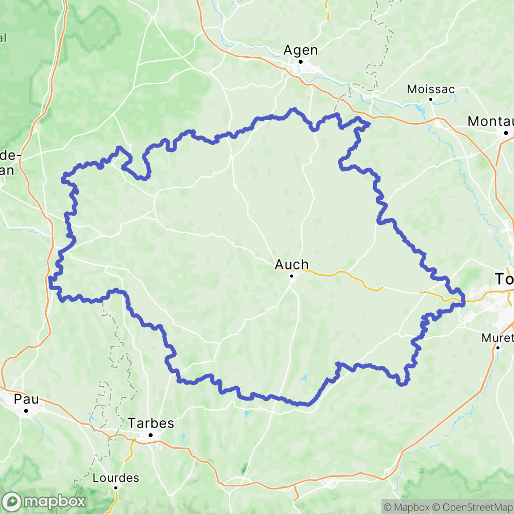 Gers : carte des parcours de randonnée - France