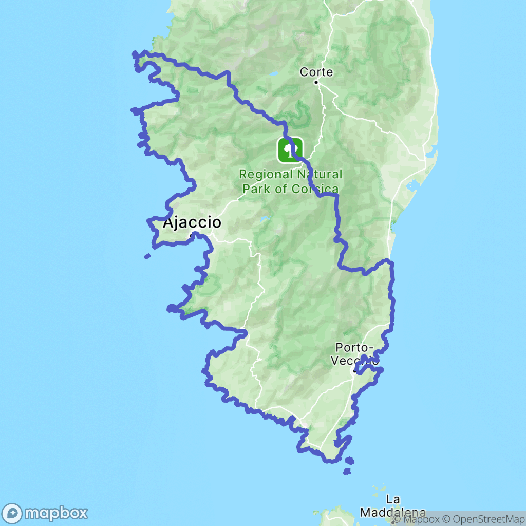 Carte de la zone de délimitation de corse-du-sud