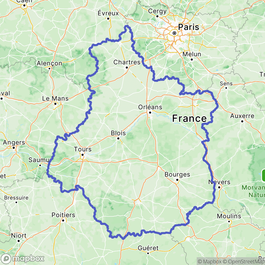 Centre-Val de Loire : carte des parcours de randonnée - France