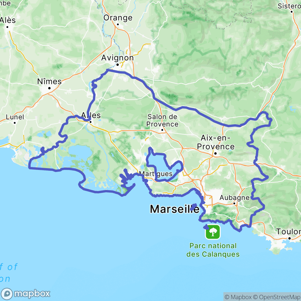 Carte de la zone de délimitation de bouches-du-rhone