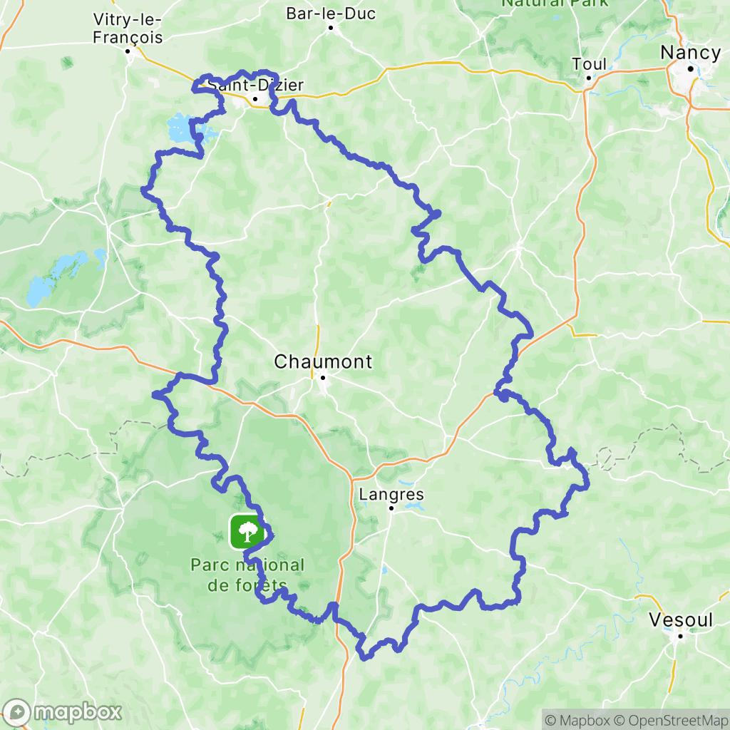 Haute-Marne : carte des parcours de randonnée - France